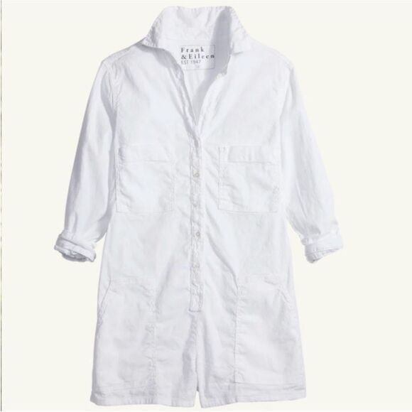 Frank & Eileen Ireland White Flax Linen Long Sleeve Casual Romper Playsuit XXS - Picture 2 of 6